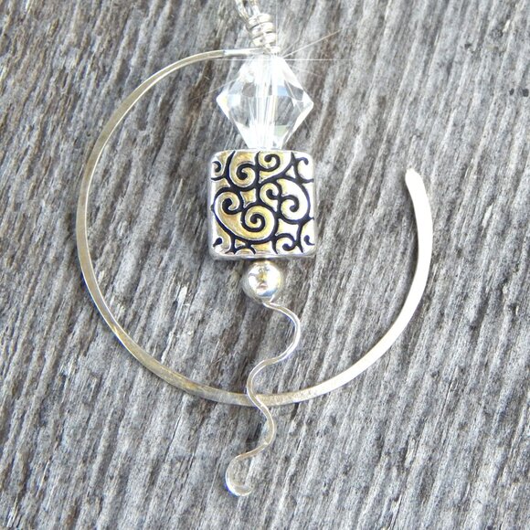 EARRINGS - Silver Loop - Swarovski Crystals - Handmade in "USA" - Picture 2 of 2